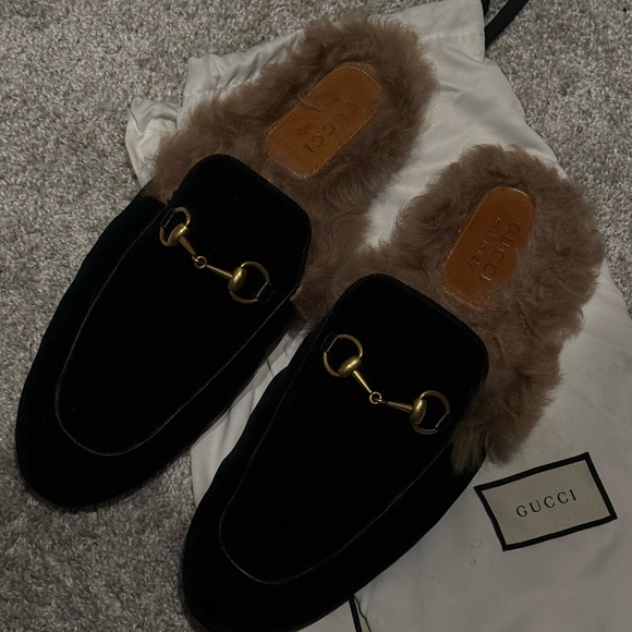 Gucci Other - Gucci Black and Brown Fur-Lined Men's Loafers